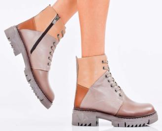 Дамски боти естествена кожа бежови EOBUVKIBG