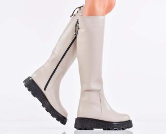 Дамски ботуши естествена кожа бежови EOBUVKIBG