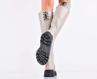 Дамски ботуши естествена кожа бежови EOBUVKIBG