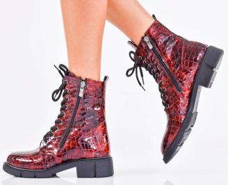 Дамски боти естествен лак бордо EOBUVKIBG