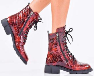 Дамски боти естествен лак бордо EOBUVKIBG