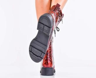 Дамски боти естествен лак бордо EOBUVKIBG