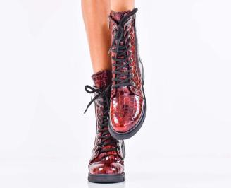 Дамски боти естествен лак бордо EOBUVKIBG