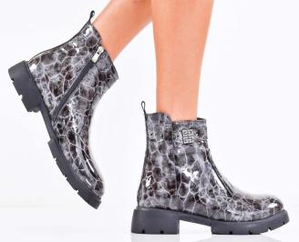 Дамски боти естествен лак сиви EOBUVKIBG