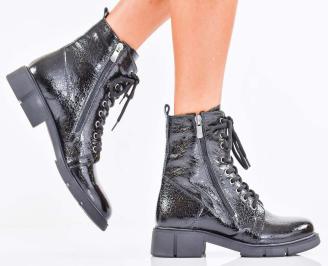 Дамски боти естествен лак черни EOBUVKIBG