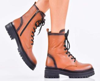 Дамски боти естествена кожа кафяви EOBUVKIBG