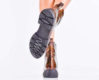 Дамски боти естествен лак бордо EOBUVKIBG