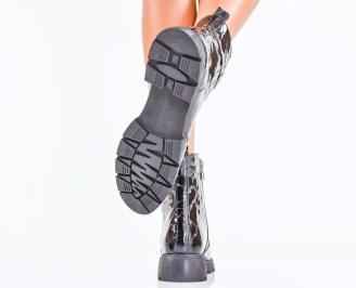 Дамски боти естествен лак черни EOBUVKIBG