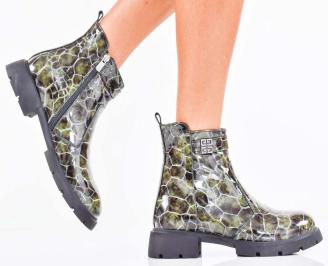 Дамски боти естествен лак зелени EOBUVKIBG