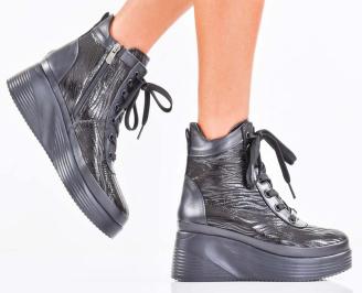 Дамски боти естествена кожа черни EOBUVKIBG