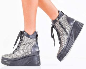 Дамски боти естествена кожа черни EOBUVKIBG