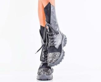 Дамски боти естествена кожа черни EOBUVKIBG