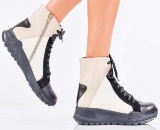 Дамски боти естествена кожа бежови EOBUVKIBG