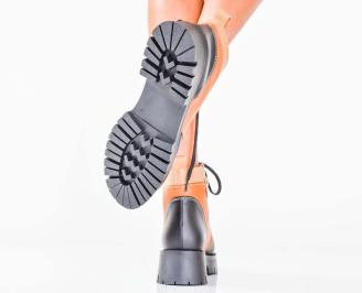 Дамски боти естествена кожа черни EOBUVKIBG 3