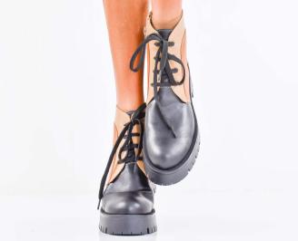 Дамски боти естествена кожа черни EOBUVKIBG