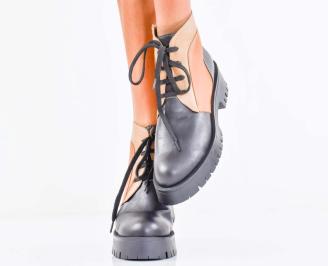 Дамски боти естествена кожа черни EOBUVKIBG