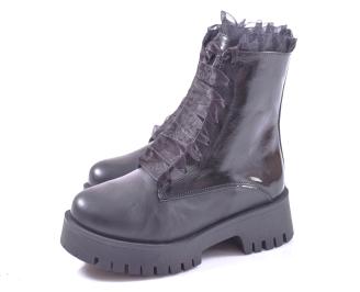 Дамски боти естествена кожа черни EOBUVKIBG