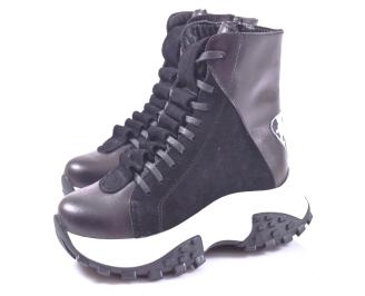 Дамски боти естествена кожа черни EOBUVKIBG