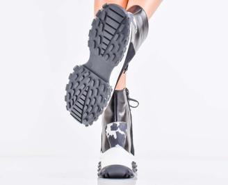 Дамски боти естествена кожа черни EOBUVKIBG