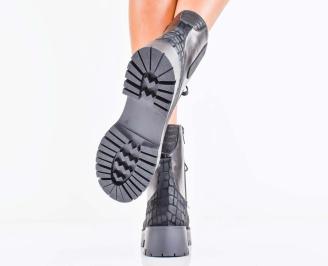 Дамски боти естествена кожа черни EOBUVKIBG