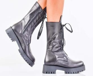 Дамски боти естествена кожа черни EOBUVKIBG