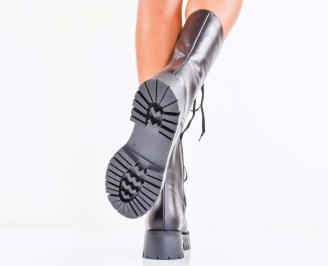 Дамски боти естествена кожа черни EOBUVKIBG