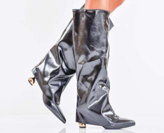 Дамски елегантни ботуши черни EOBUVKIBG