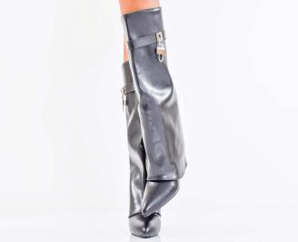 Дамски ботуши на платформа черни EOBUVKIBG