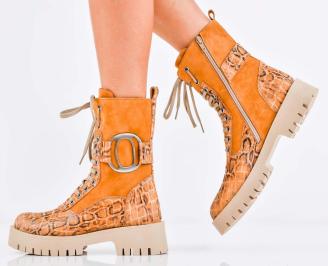 Дамски боти естествена кожа кафяви EOBUVKIBG