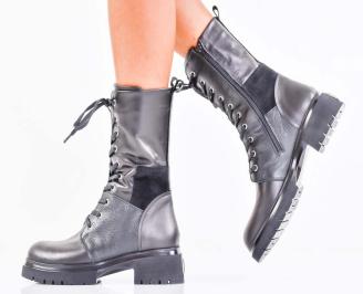 Дамски боти естествена кожа черни EOBUVKIBG