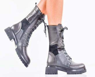 Дамски боти естествена кожа черни EOBUVKIBG