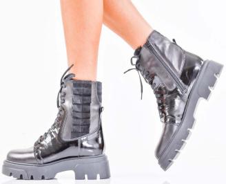 Дамски боти естествена кожа черни EOBUVKIBG