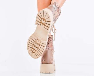 Дамски боти естествена кожа бежови EOBUVKIBG