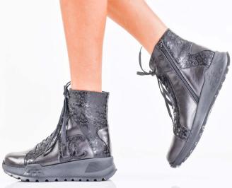 Дамски боти естествена кожа черни EOBUVKIBG