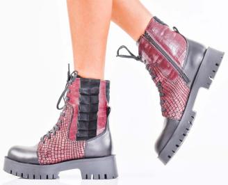 Дамски боти естествена кожа бордо EOBUVKIBG