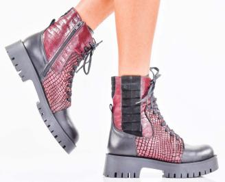 Дамски боти естествена кожа бордо EOBUVKIBG