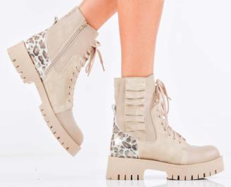 Дамски боти естествена кожа бежови EOBUVKIBG