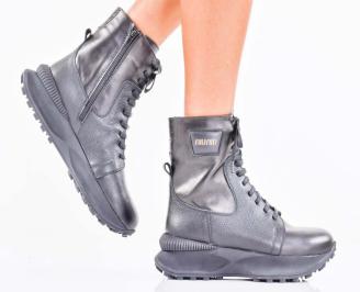 Дамски боти естествена кожа черни EOBUVKIBG