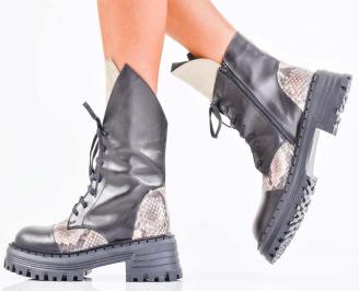 Дамски боти естествена кожа черни EOBUVKIBG