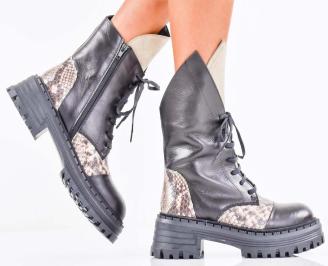 Дамски боти естествена кожа черни EOBUVKIBG