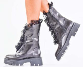 Дамски боти естествена кожа черни EOBUVKIBG