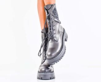 Дамски боти естествена кожа черни EOBUVKIBG