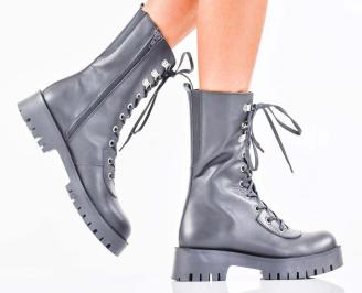 Дамски боти естествена кожа черни EOBUVKIBG