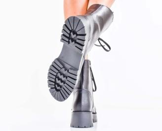 Дамски боти естествена кожа черни EOBUVKIBG