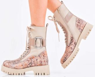 Дамски боти естествена кожа бежов EOBUVKIBG