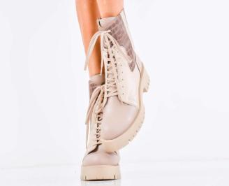 Дамски боти естествена кожа бежови EOBUVKIBG