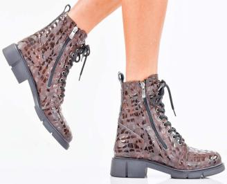 Дамски боти естествена кожа кафяви EOBUVKIBG