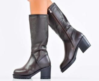 Дамски ботуши естествена кожа кафяви EOBUVKIBG