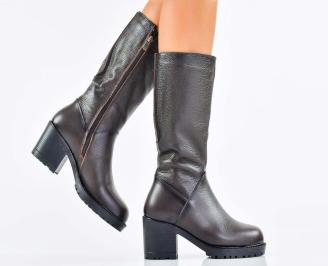 Дамски ботуши естествена кожа кафяви EOBUVKIBG