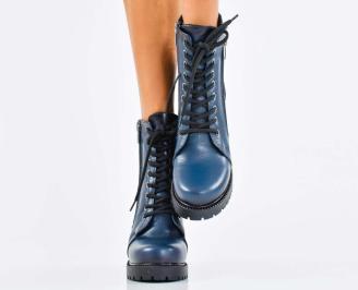 Дамски боти естествена кожа сини EOBUVKIBG